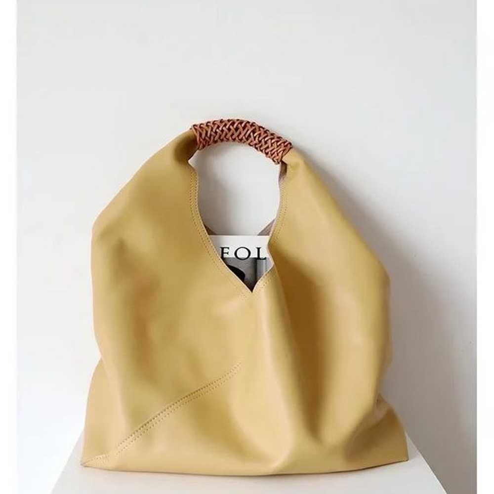 Oversized Yellow Hobo Tote Boho Fall Purse Handba… - image 1