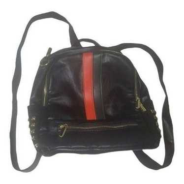 The Stripe Faux Leather Green Red Stripe Backpack - image 1