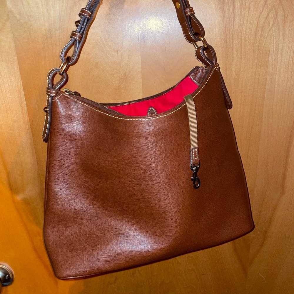 Dooney and Bourke saffiano amber brown hobo purse - image 4