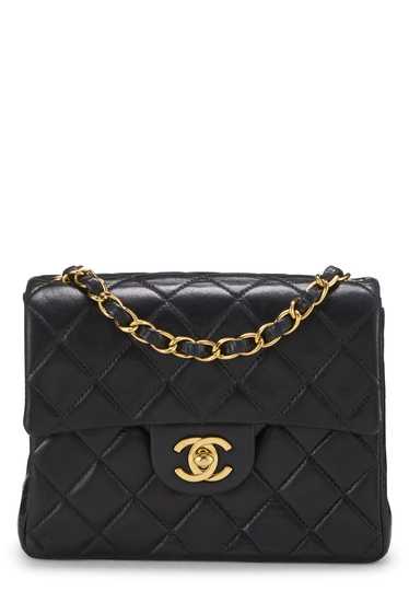 Black Quilted Lambskin Half Flap Mini