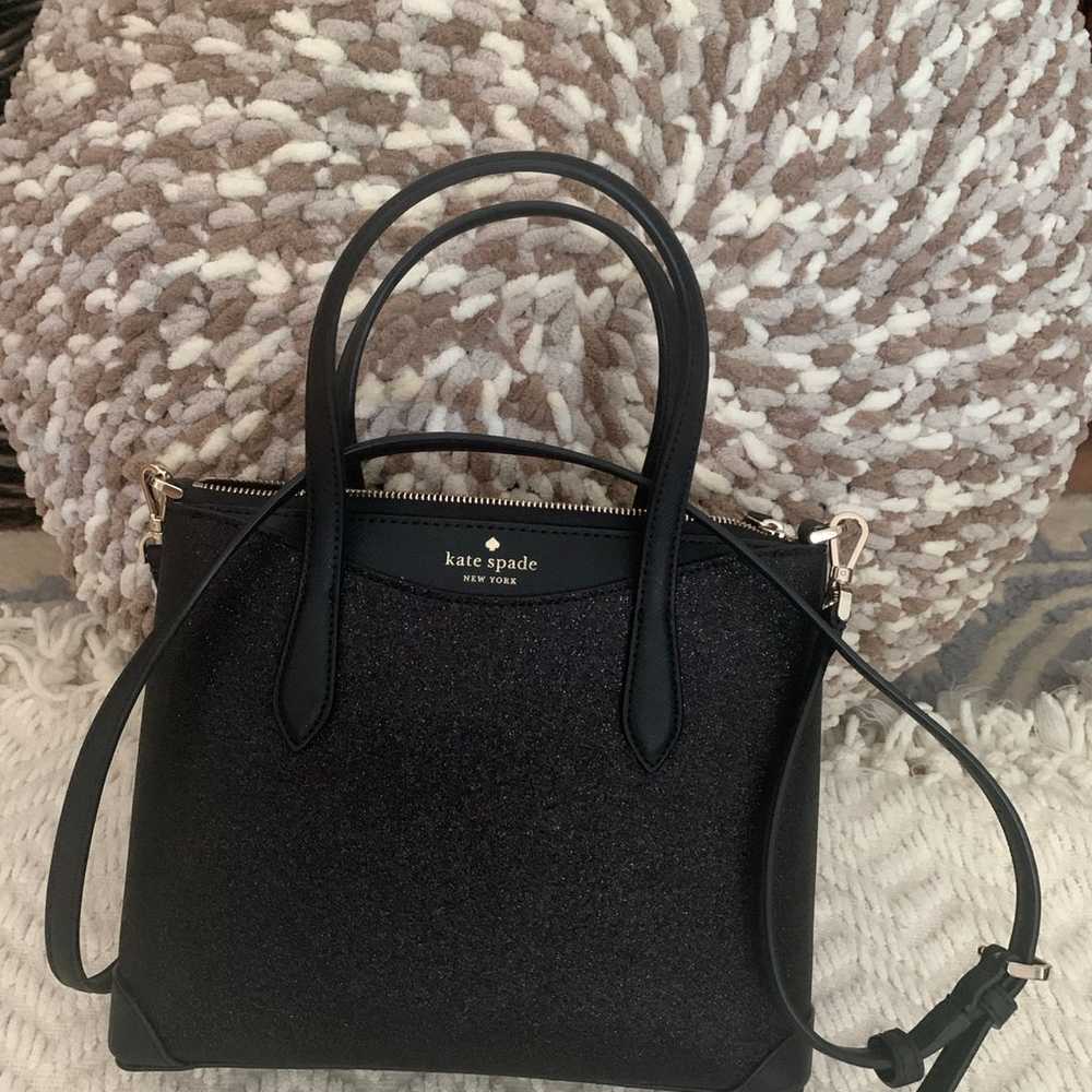 Kate Spade Small Shimmy Glitter Satchel BLACK - image 2