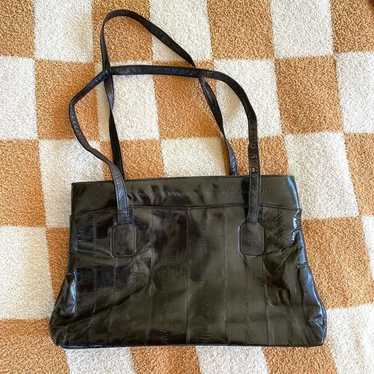 AMERICAN VINTAGE BLACK EEL SKIN LEATHER SHOULDER B