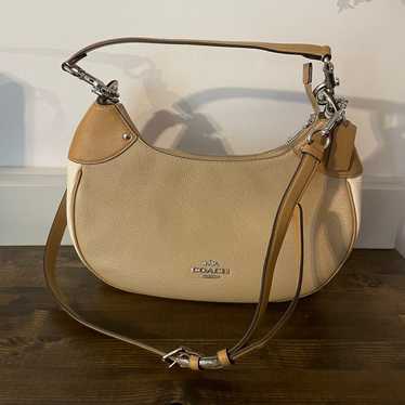 Coach Mara Hobo In colorblock tan white purse