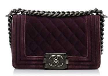 Product Details Chanel Purple Velvet Small Boy Fl… - image 1