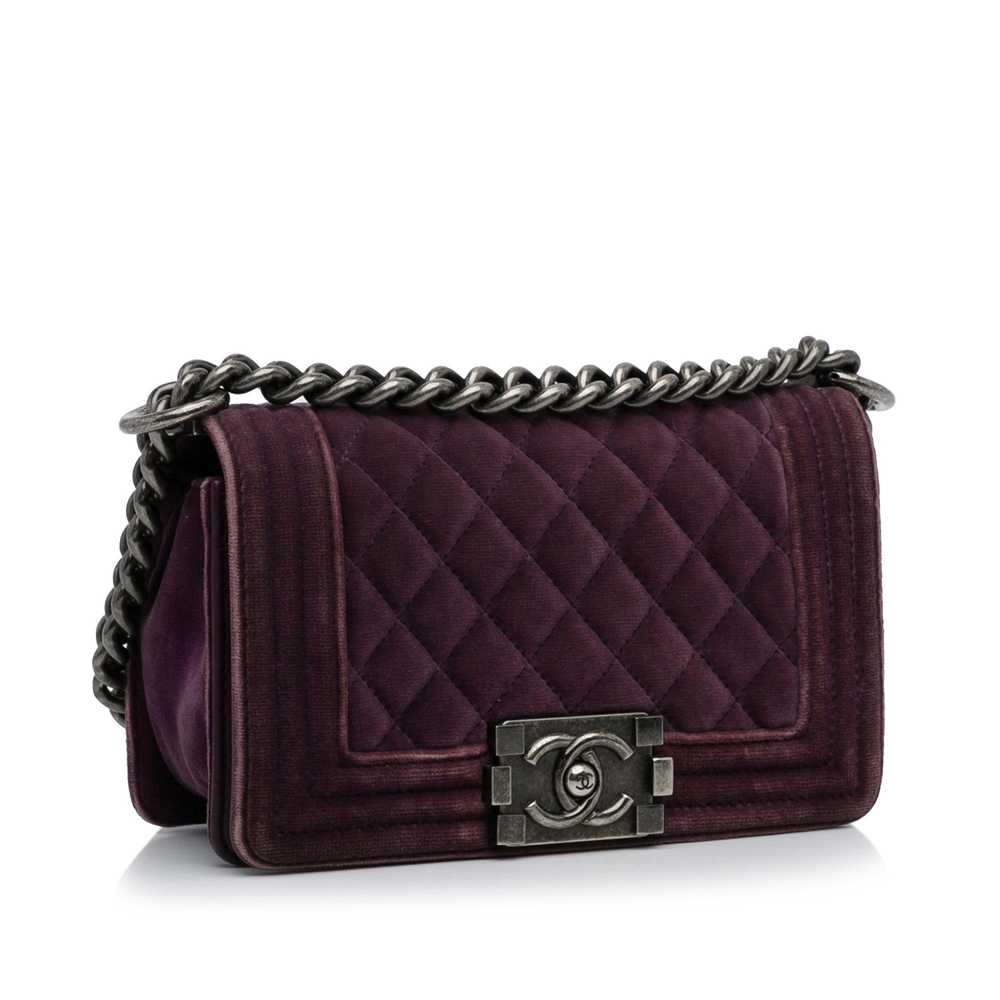 Product Details Chanel Purple Velvet Small Boy Fl… - image 2