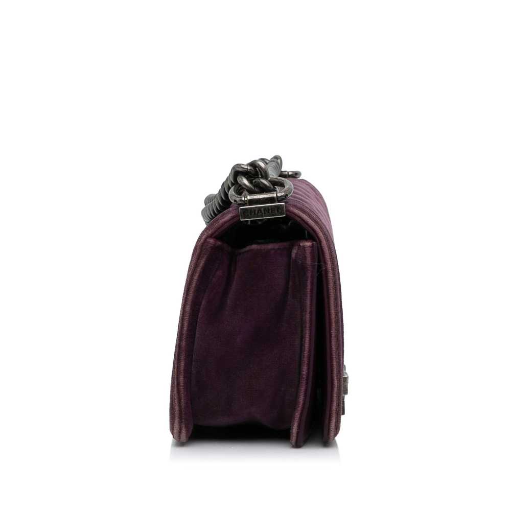 Product Details Chanel Purple Velvet Small Boy Fl… - image 3