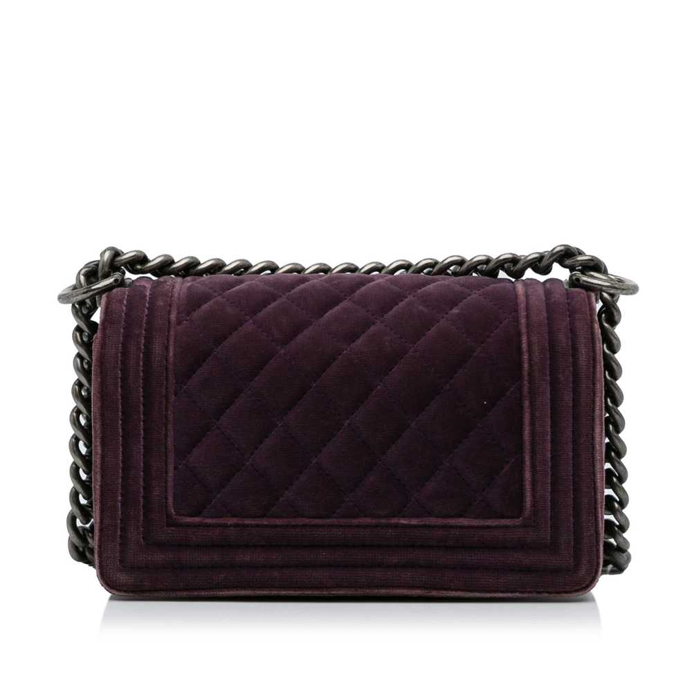 Product Details Chanel Purple Velvet Small Boy Fl… - image 4