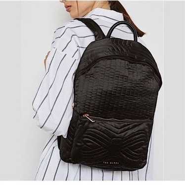 Ted Baker Akija Satin Black Quilted Bow Backpack R