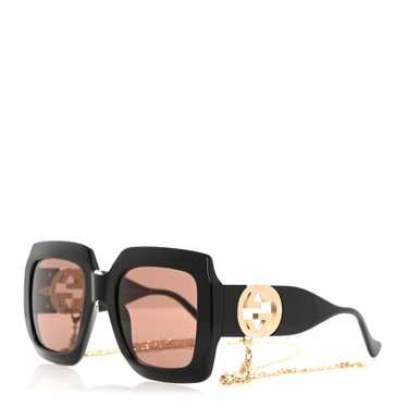 GUCCI Acetate Rectangular Frame Chain Sunglasses G