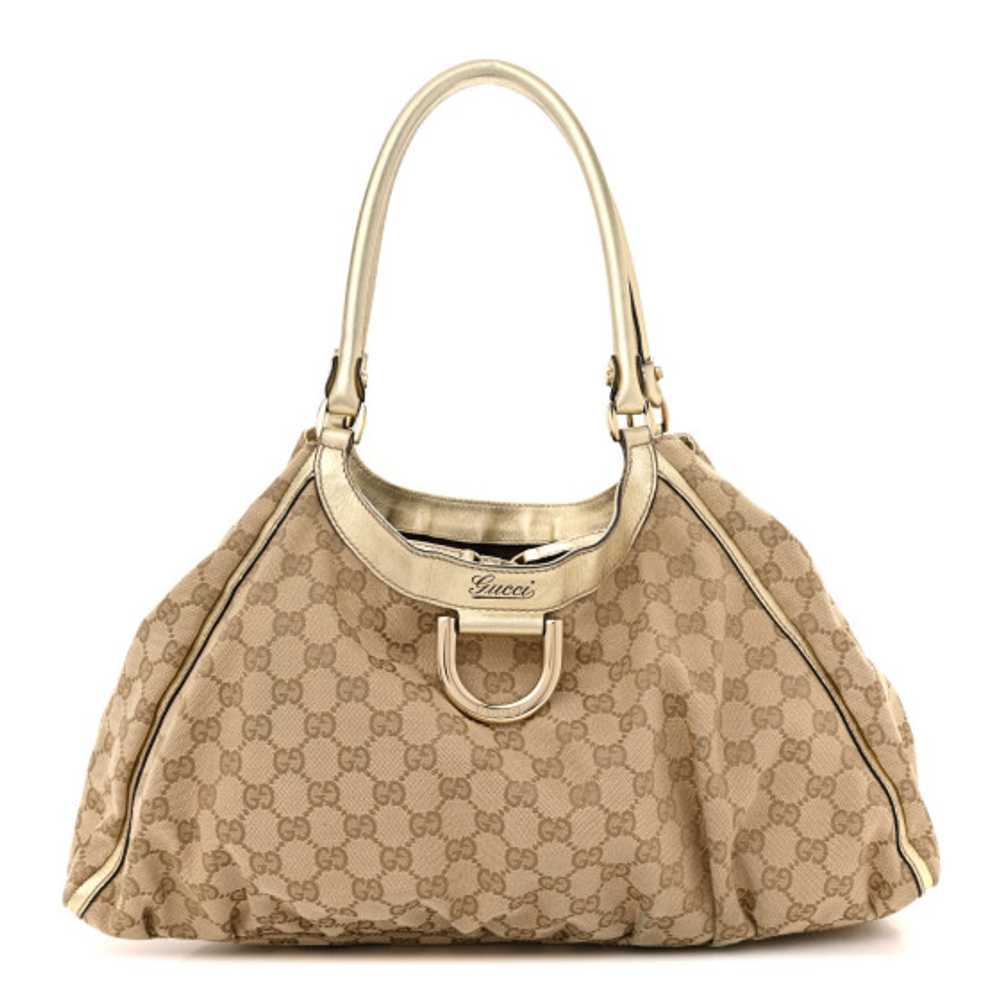 GUCCI Monogram Large D Gold Hobo Metallic Gold - image 1