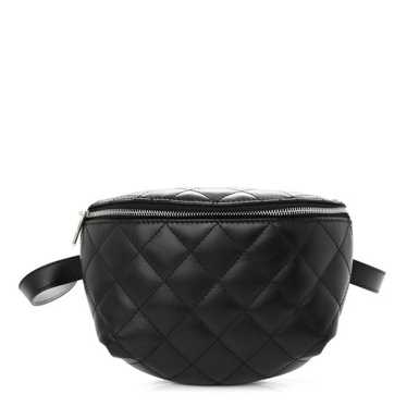 CHANEL Calfskin Quilted Waist Belt Bag Black