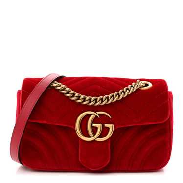 GUCCI Velvet Matelasse Mini GG Marmont Shoulder Ba