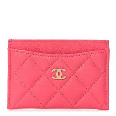 CHANEL Caviar Quilted Card Holder Pink