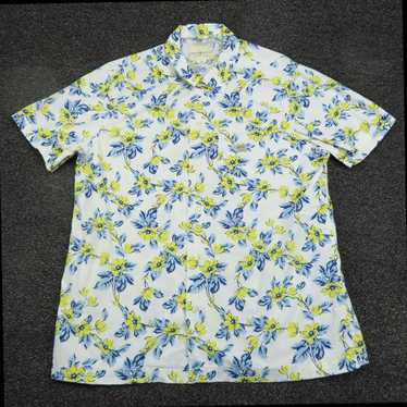 Vintage Classic Yellow and Blue Floral Hawaiian D… - image 1