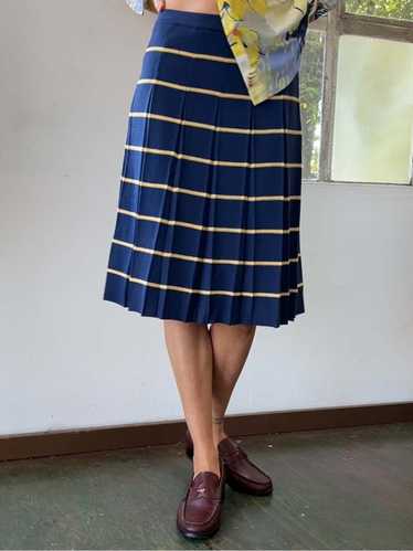 Wool Skirt - Navy Stripe - image 1