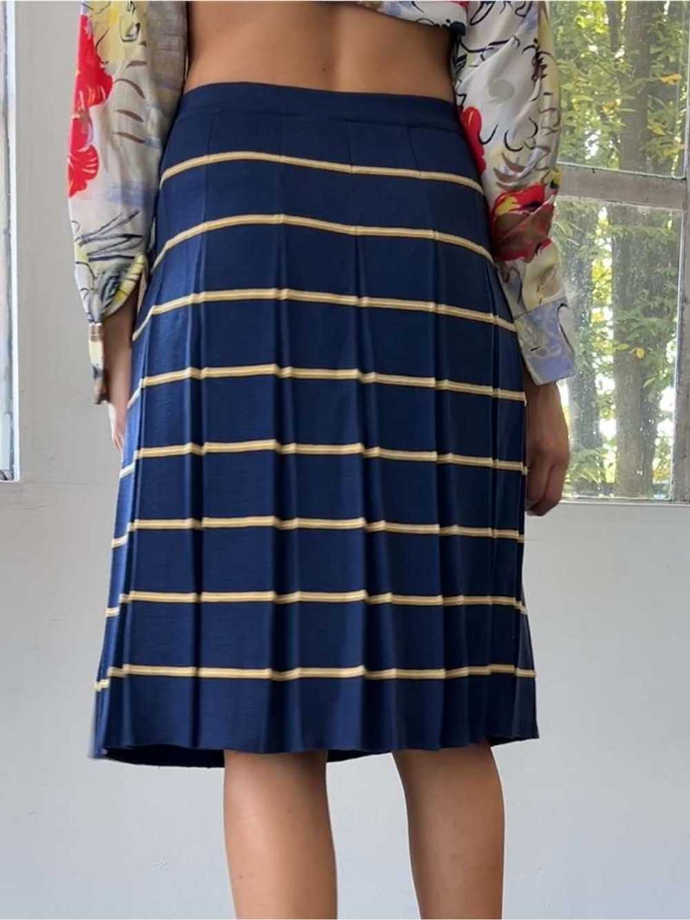 Wool Skirt - Navy Stripe - image 3