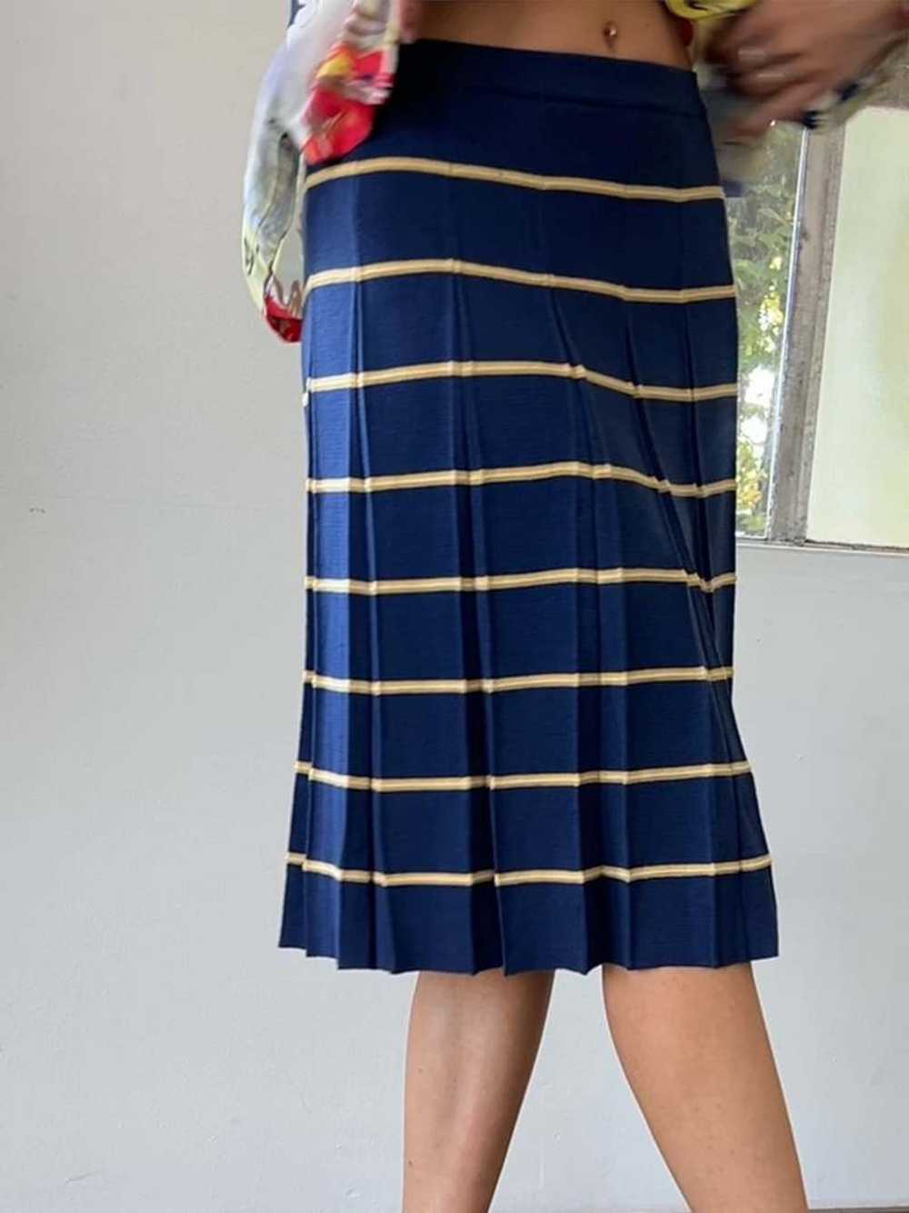 Wool Skirt - Navy Stripe - image 4