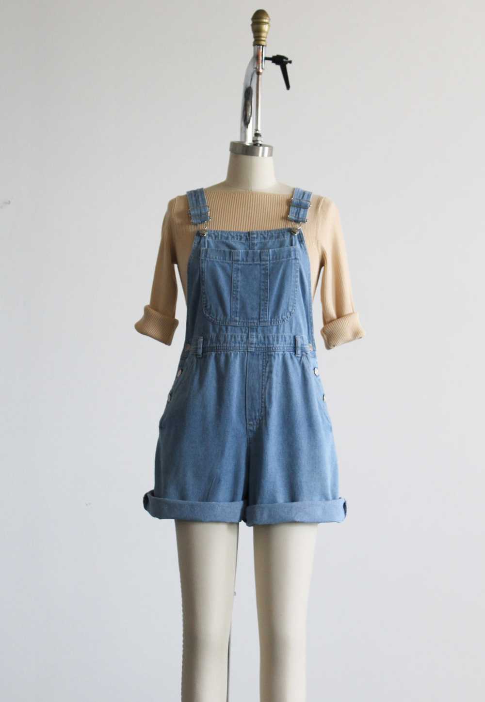 denim short overalls - image 2