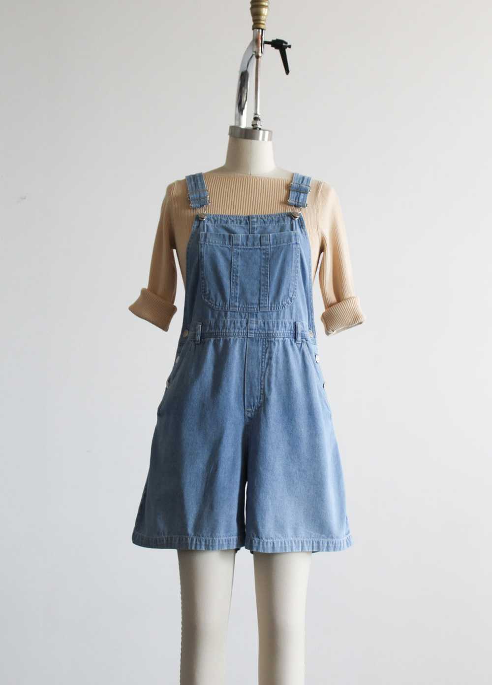 denim short overalls - image 3