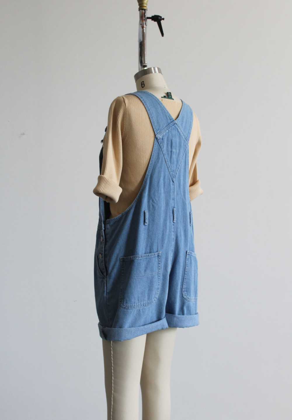 denim short overalls - image 4