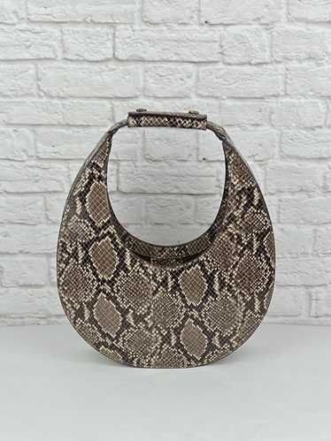 STAUD Moon Snakeskin Embossed Leather Bag In Natur