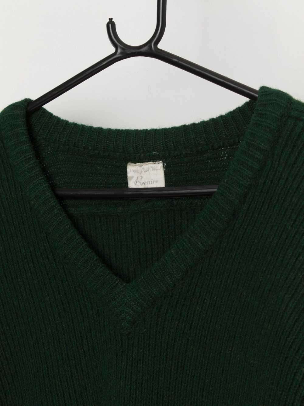 Vintage Brenire forest green wool V-neck sweater … - image 2