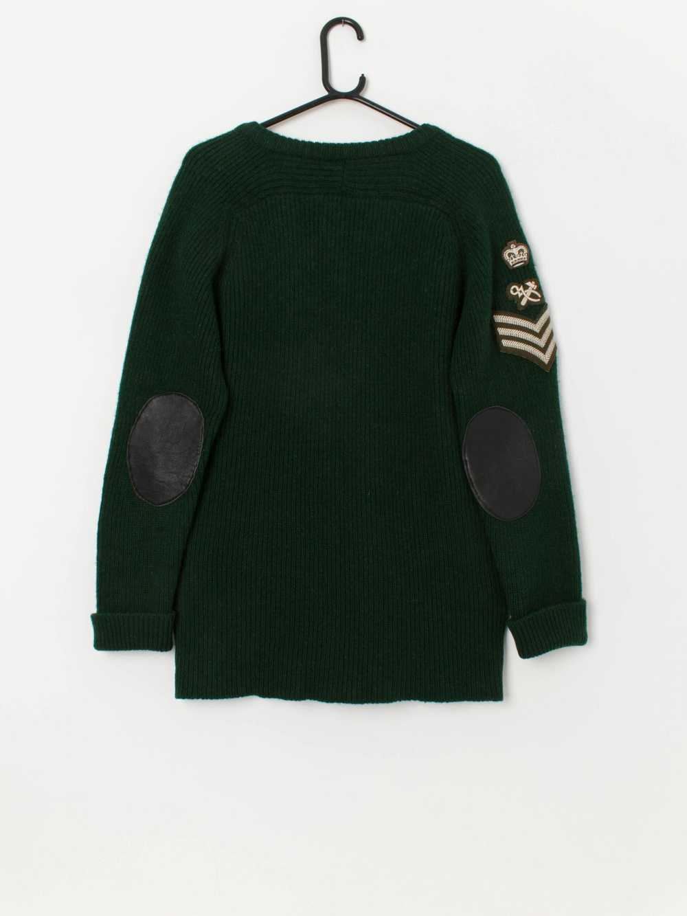 Vintage Brenire forest green wool V-neck sweater … - image 4