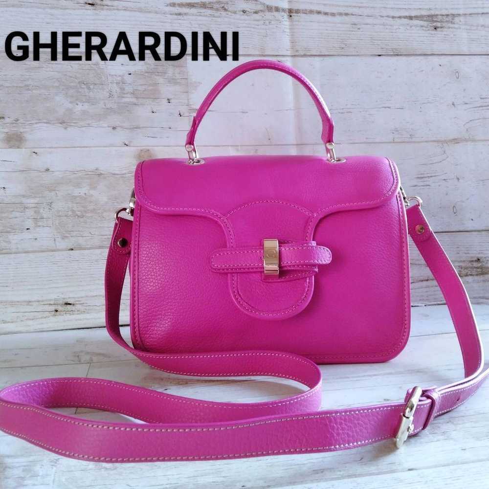 GHERARDINI. 2way Bag. Textured Leather. Pink. - image 1