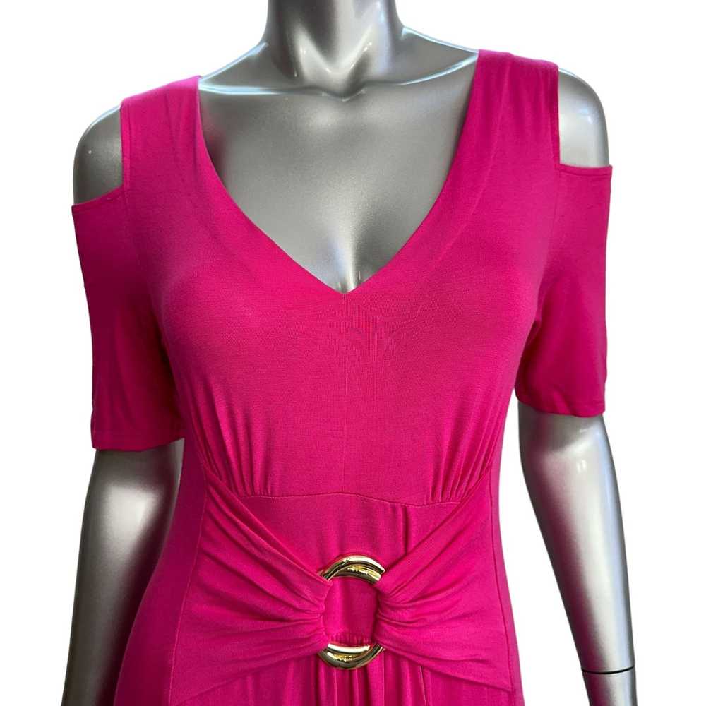 Designer Liz Lange Pink Cold Shoulder Knit V-Neck… - image 4