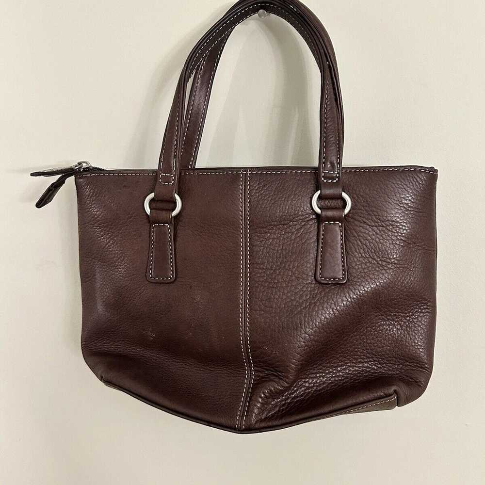 Vintage Fossil Shoulder Bag Pebbled Brown Leather… - image 1