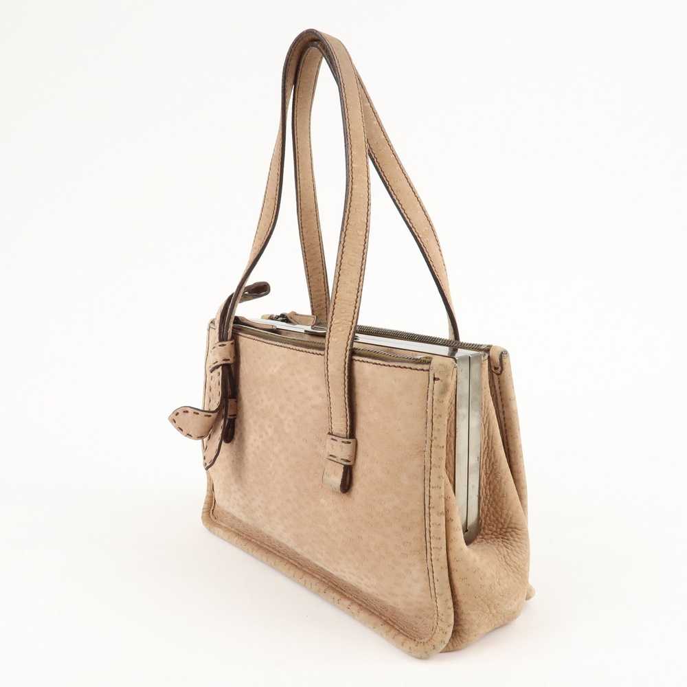 PRADA Logo Suede Clasp Tote Bag Hand Bag Beige BR… - image 3