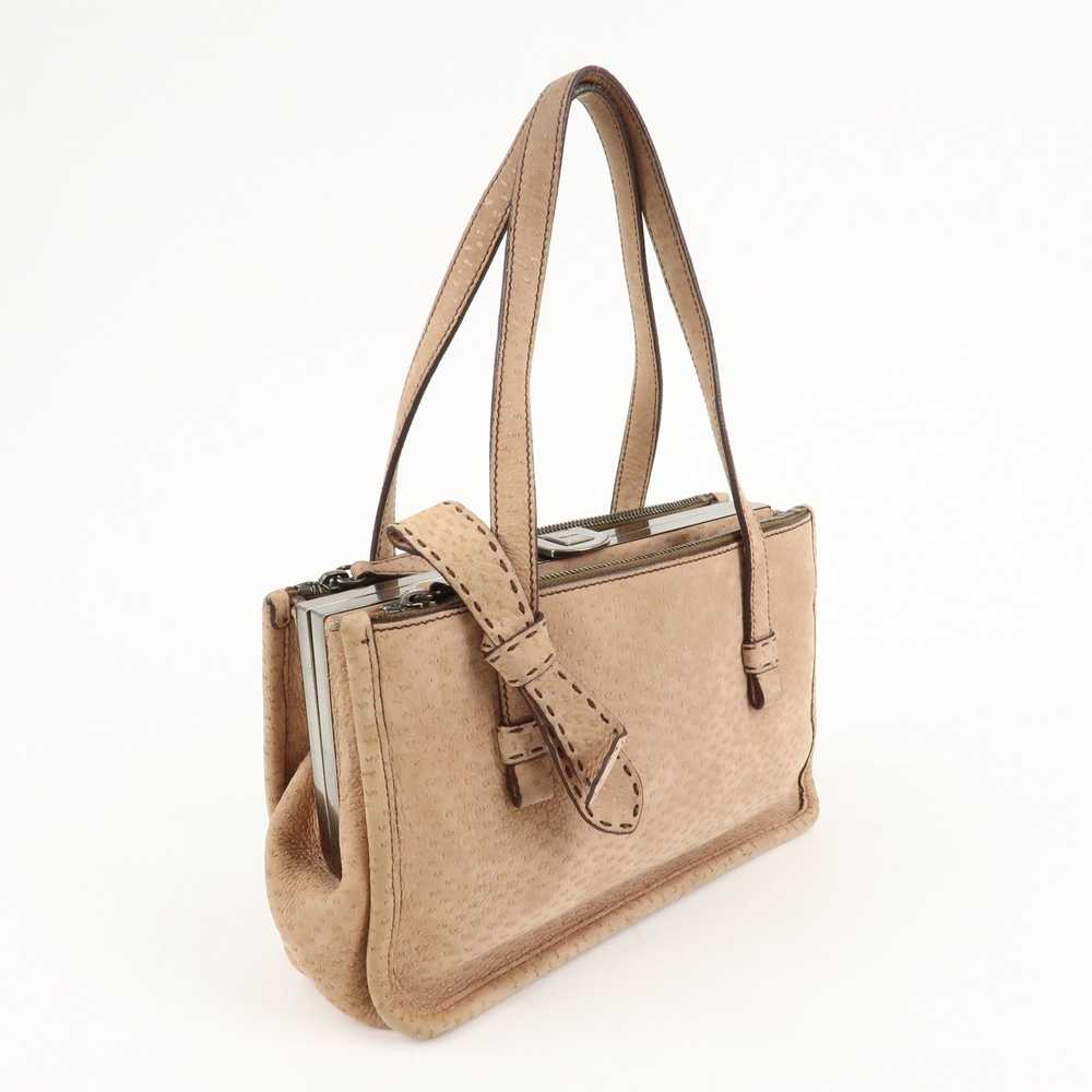 PRADA Logo Suede Clasp Tote Bag Hand Bag Beige BR… - image 4