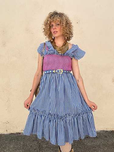 Lindsey Thornburg Blue Gingham Ruffle Dress