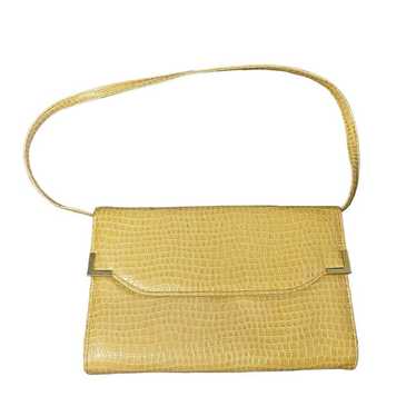 Vintage Yellow croc print womens shoulder bag - image 1