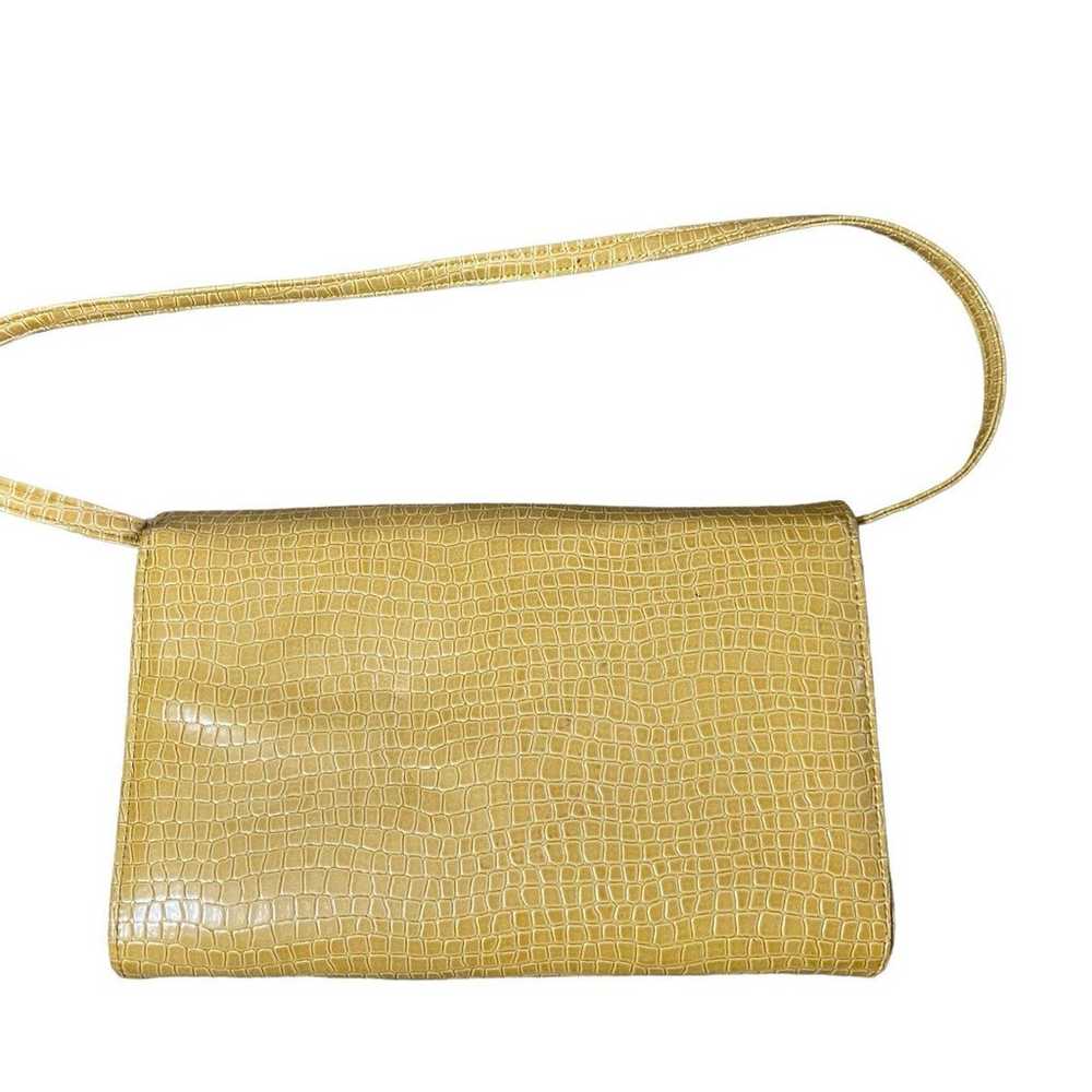 Vintage Yellow croc print womens shoulder bag - image 2