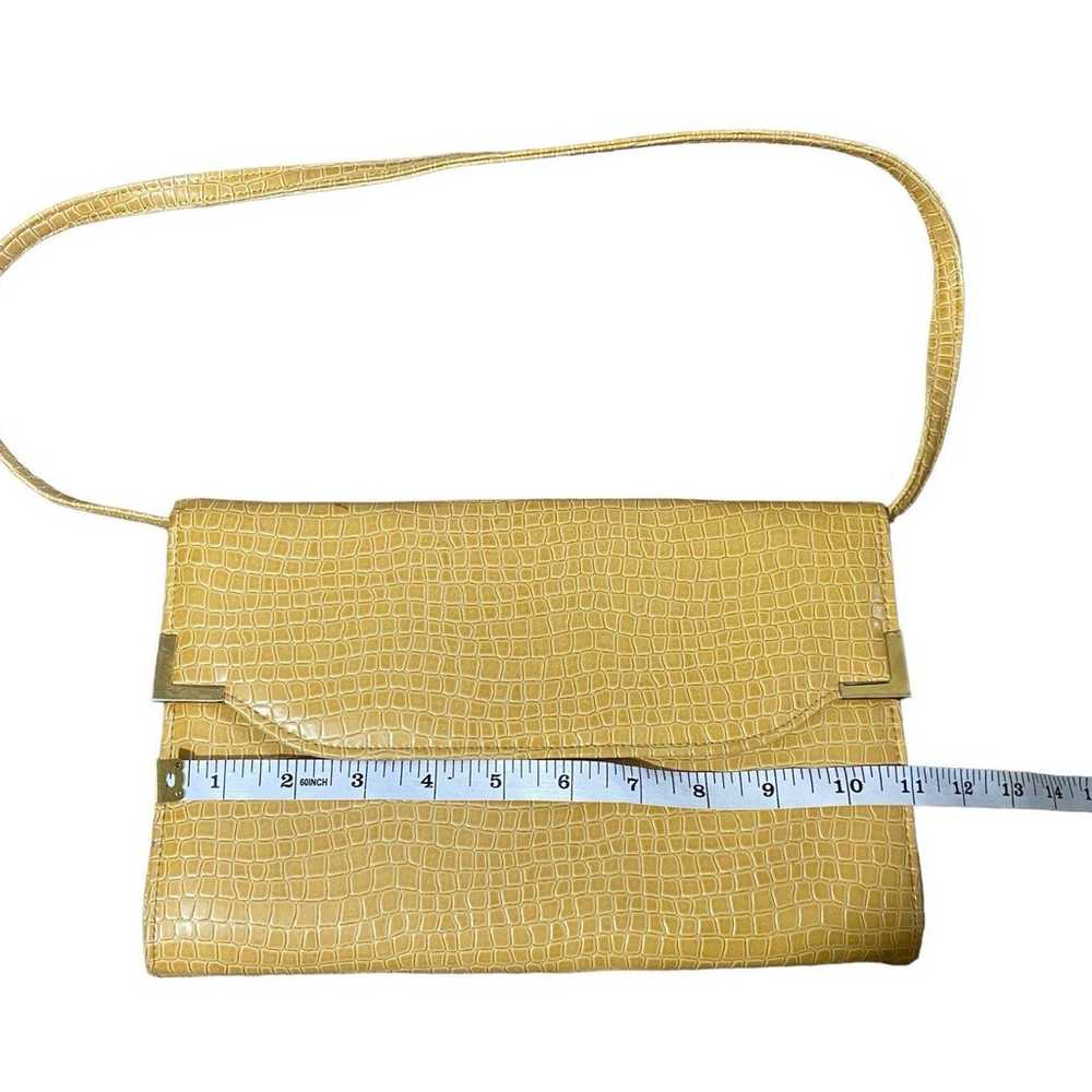 Vintage Yellow croc print womens shoulder bag - image 4