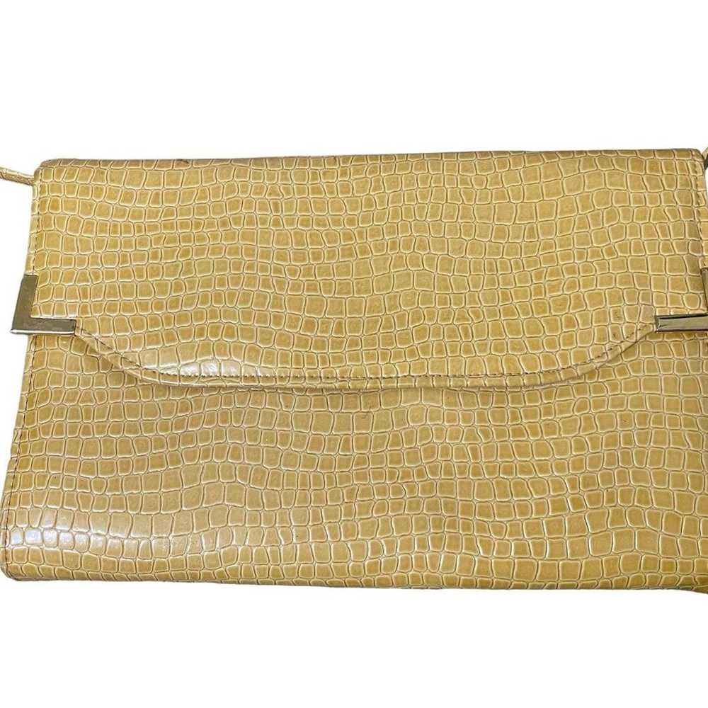 Vintage Yellow croc print womens shoulder bag - image 5