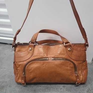 Bally Brown Caramel Tan Leather Travel Bag Duffel 