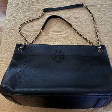 Authentic Tory Burch black leather tote