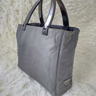 PRADA Tote Bag Triangle Logo Plastic Handle Tote B