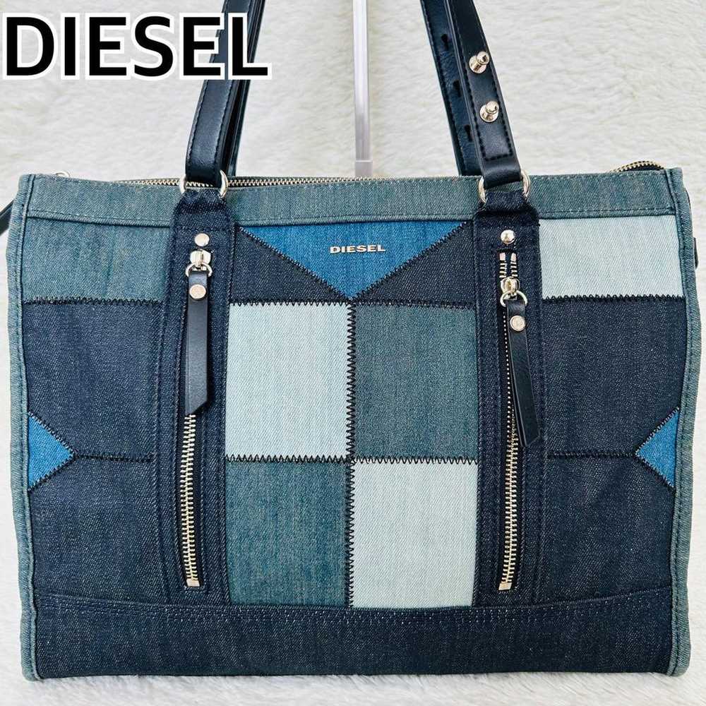 Diesel tote bag denim patchwork A4 large capacity - image 1