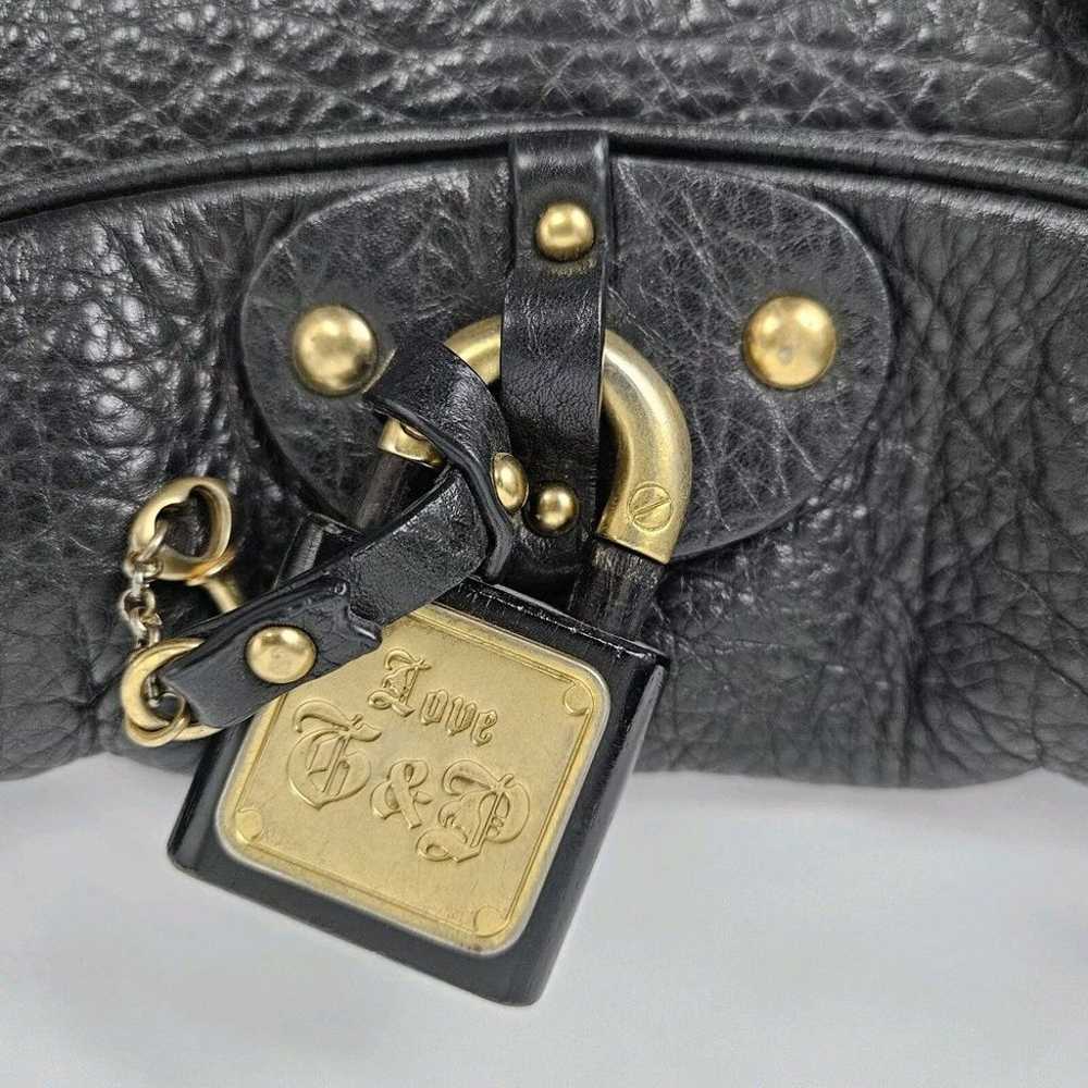 Vintage Y2K Black Leather Juicy Couture Purse Wit… - image 9