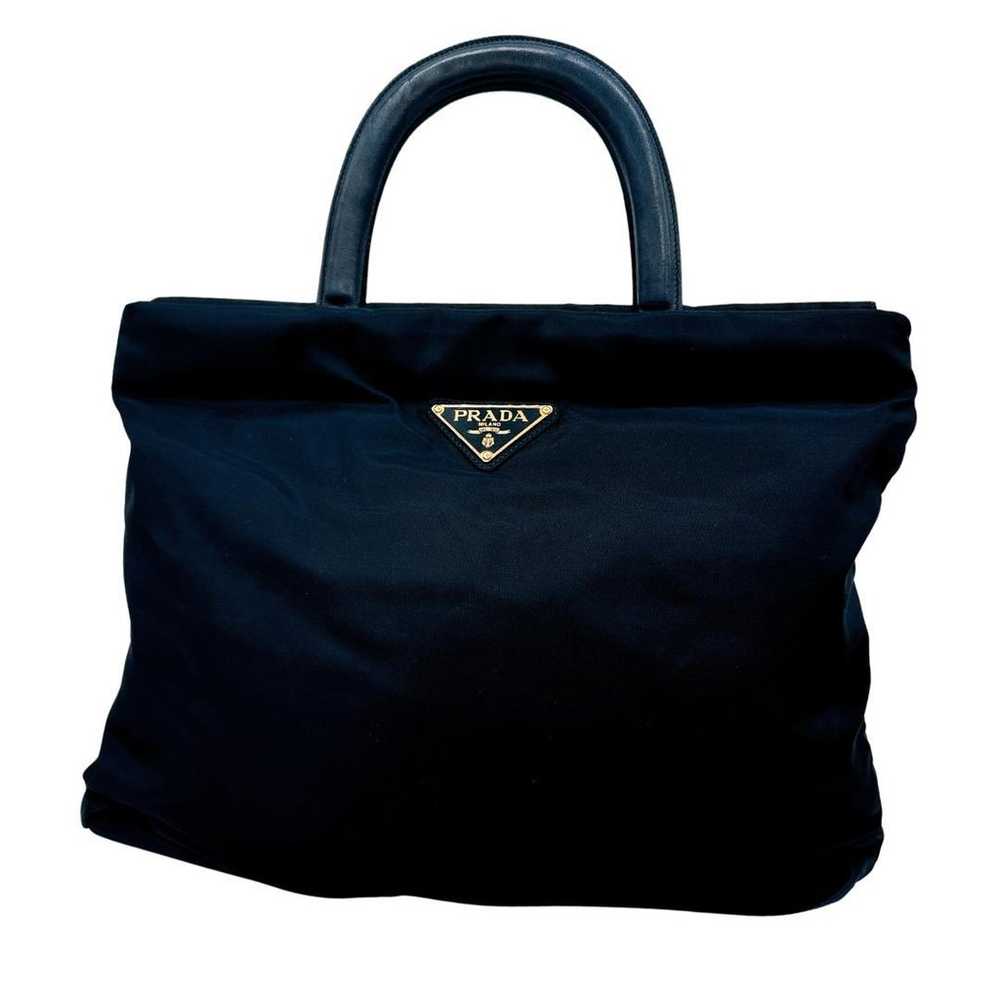 Prada Tessuto Triangle Logo Plate Navy Blue Tote … - image 2