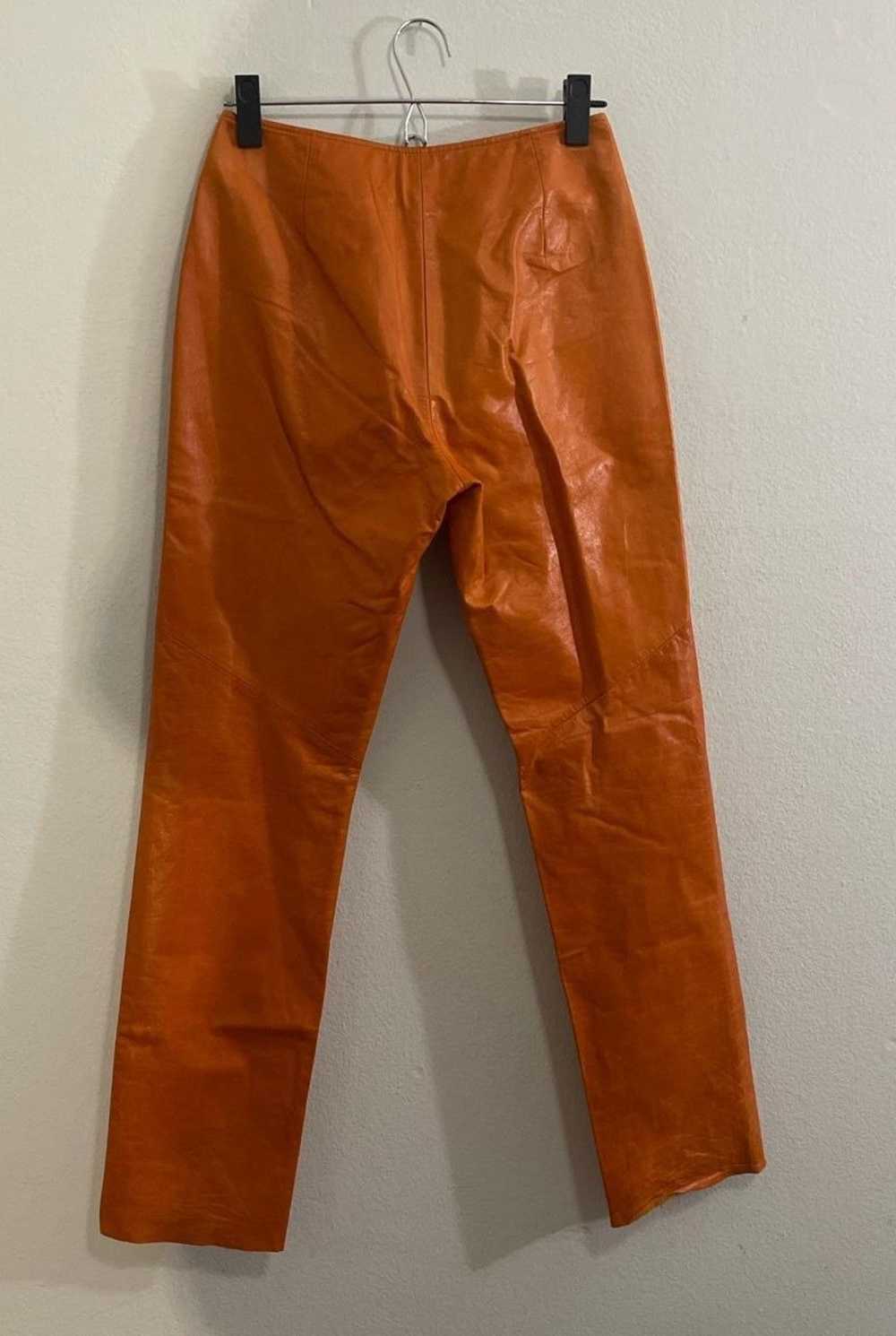 Streetwear × Vintage Orange genuine leather pants - image 3