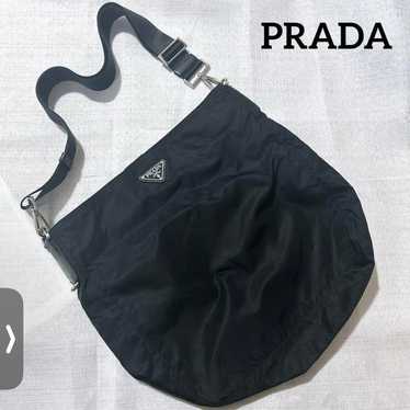 PRADA Triangle Logo Nylon Shoulder Bag Black