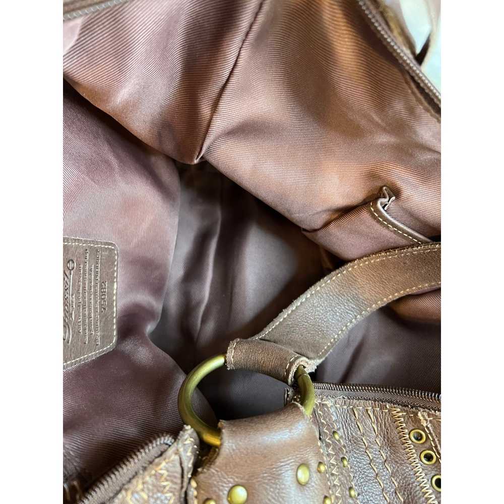 Vintage Y2K Fossil grommet studded brown leather … - image 9