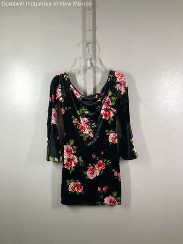 The Vintage Shop Womens Black Floral Stretch Bell 