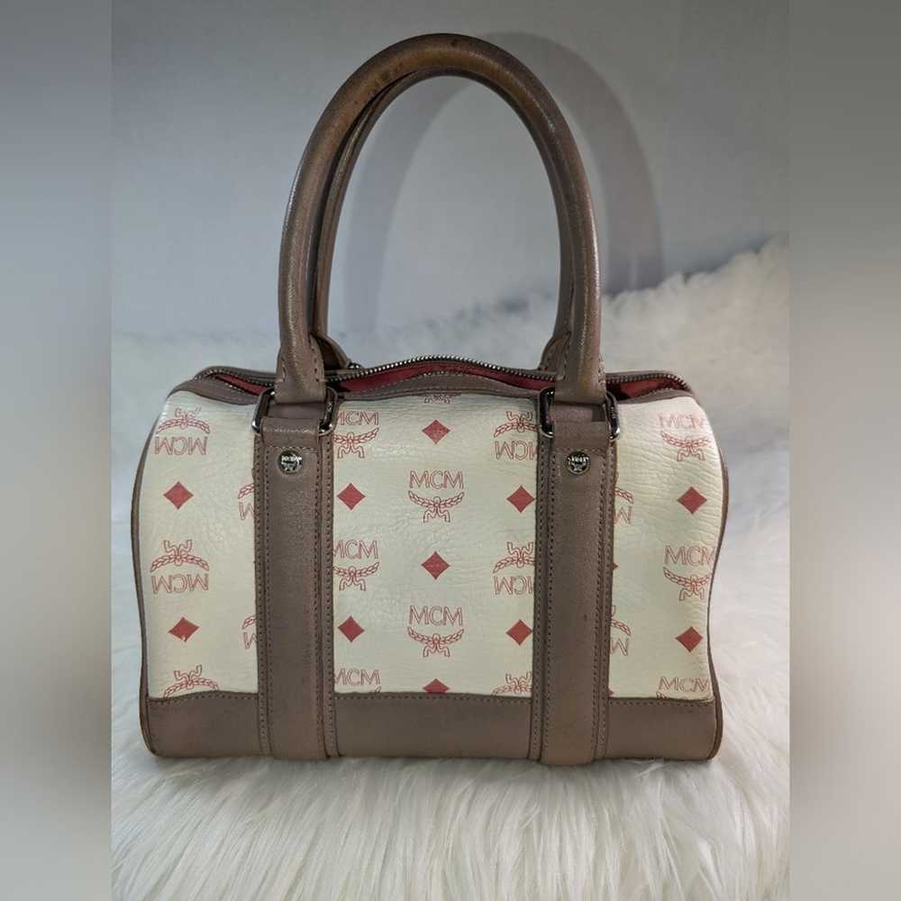 MCM Boston Bag White Pink Beige - image 12