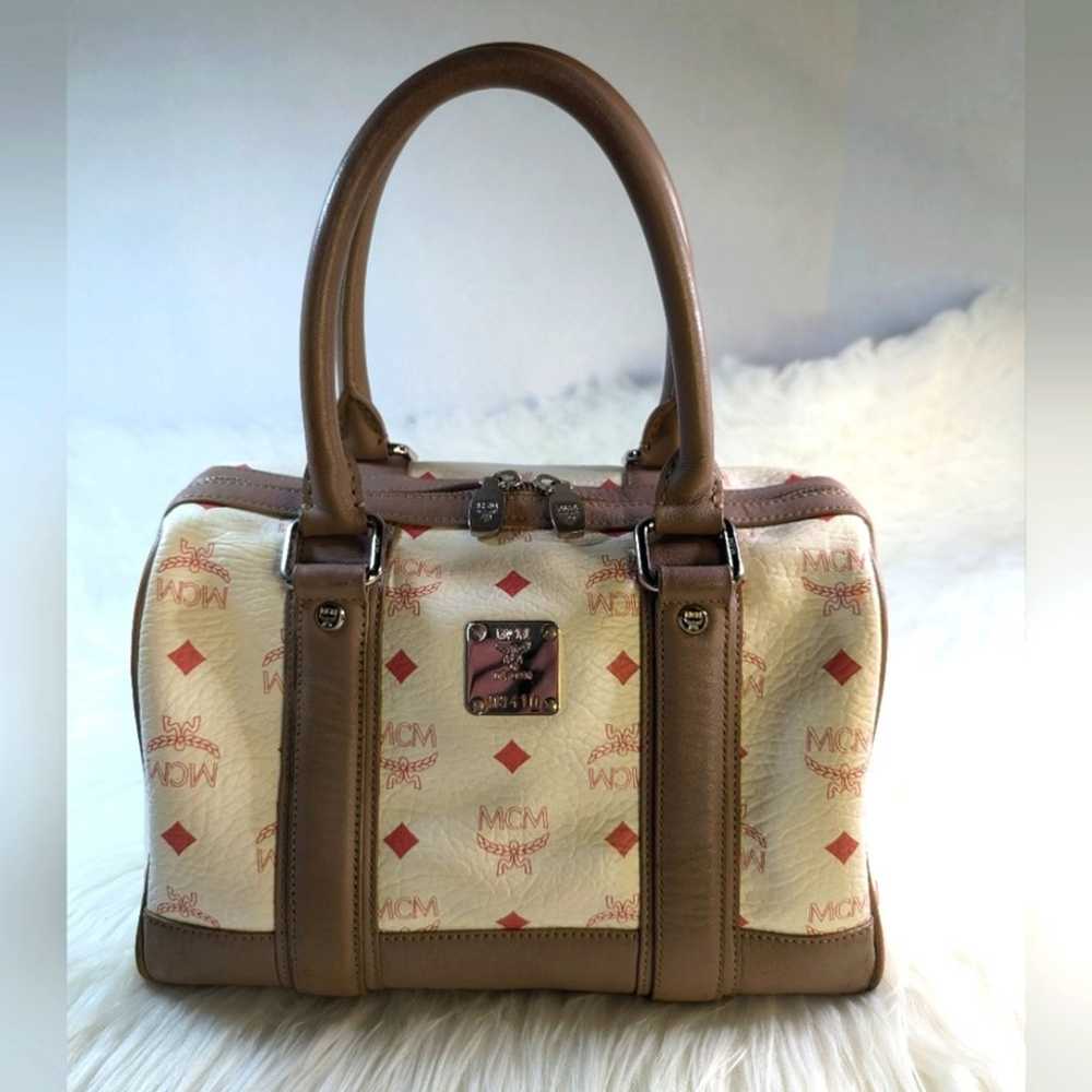 MCM Boston Bag White Pink Beige - image 1