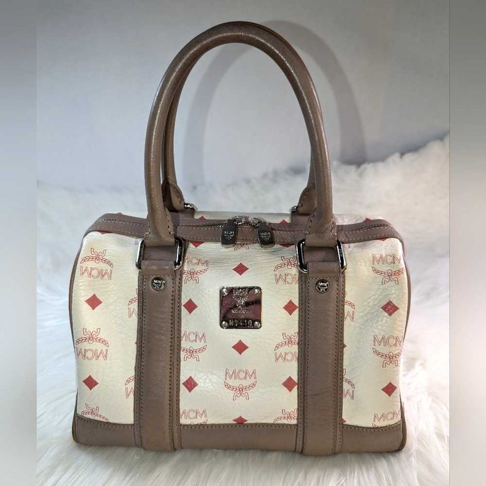 MCM Boston Bag White Pink Beige - image 2